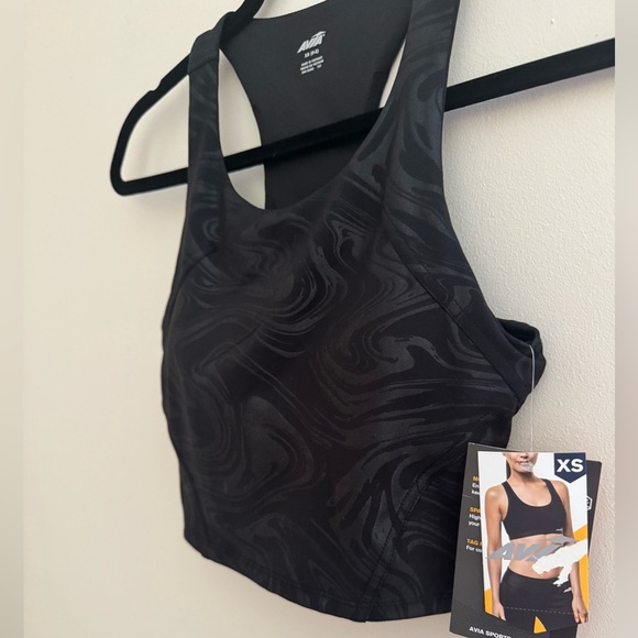 Avia Women’s Embossed Bra Tank Sports Bra NWT Size XS Black Activewear Workout - Picture 4 of 5